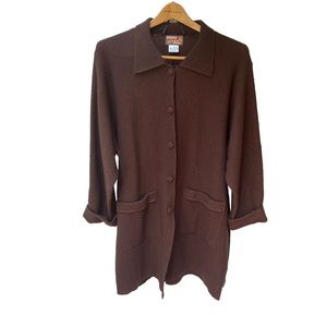 April Cornell Boiled Wool Trench Brown Size S/M Self-Belt Excellent Condition